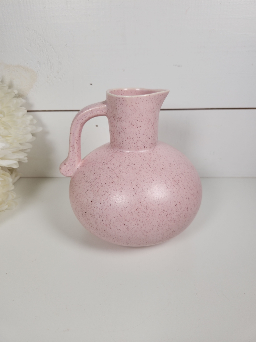 Mid Century Pink Speckled Pitcher | Vintage Pink Retro Pitcher | Atomic Pitcher